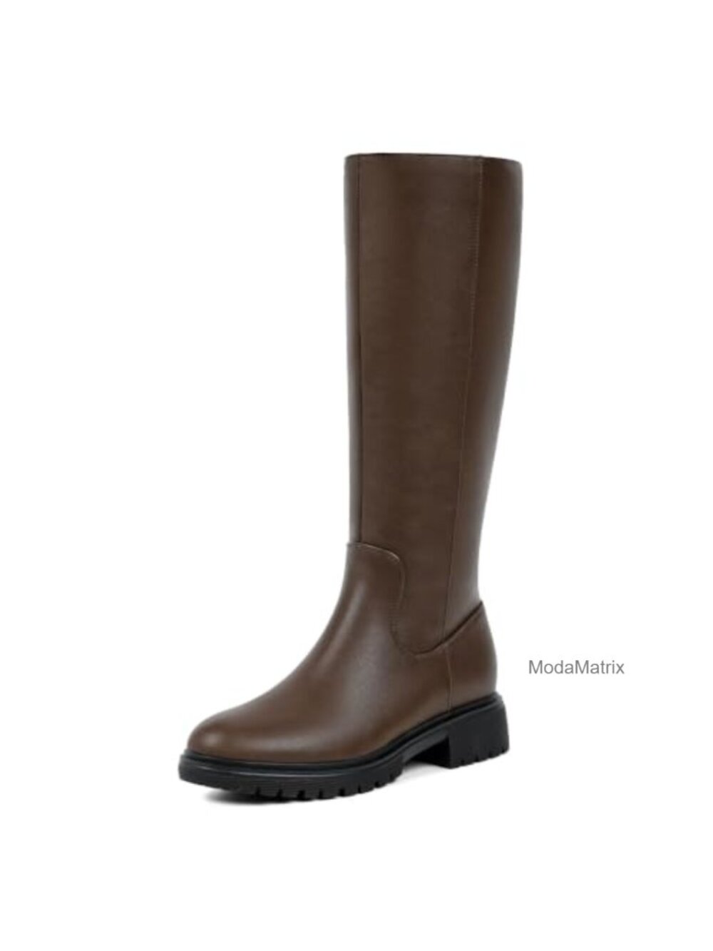 Women's Knee High Boots Round Toe Low Block Heel Faux Leather Riding Tall